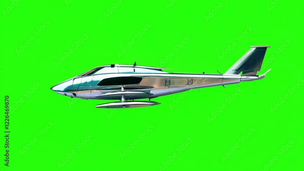 A dynamic flying vehicle with wings spread captured in motion. Green screen chromakey. A dynamic flying vehicle with wings spread captured in motion. Green screen chromakey.