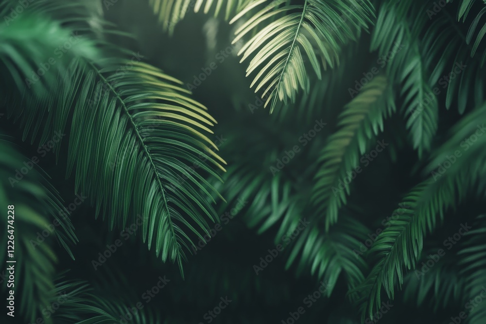 Lush Green Leaves Backlit in a Dense Tropical Forest Setting Lush Green Leaves Backlit in a Dense Tropical Forest Setting