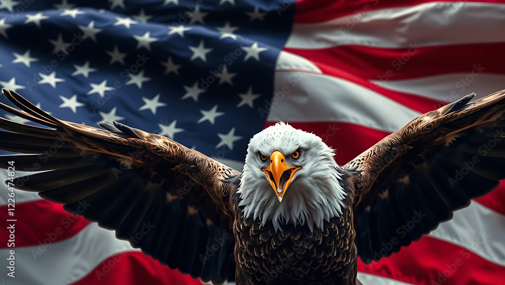 Naklejka premium Eangleand American Flag Symbol Background Ai Generated 4