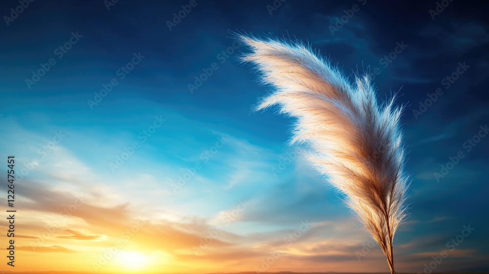 Pampas grass sunset landscape; peaceful nature scene Pampas grass sunset landscape; peaceful nature scene