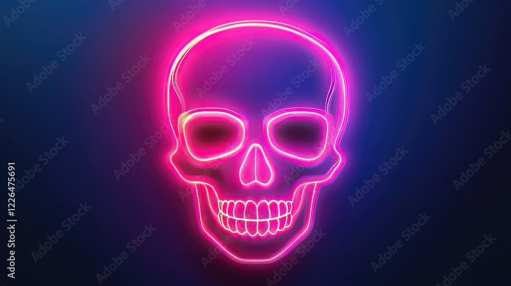 A glowing neon skull icon against a dark background, creating a modern, edgy atmosphere. A glowing neon skull icon against a dark background, creating a modern, edgy atmosphere.
