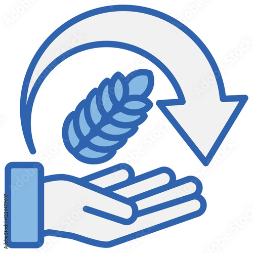 Sustainable Agriculture Blue White Icon