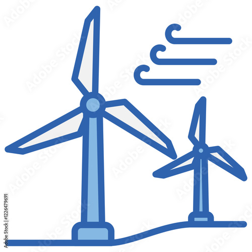 Wind Power Blue White Icon
