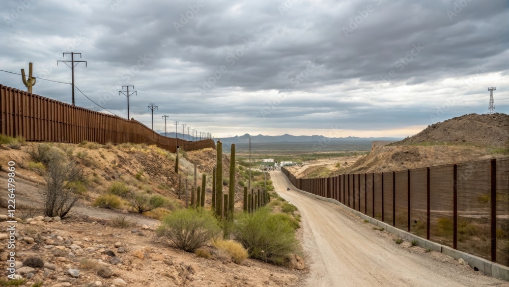 Fototapeta premium a wall on the border with Mexico and America