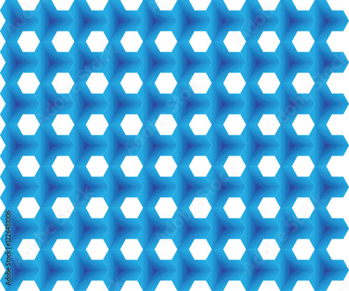 Abstract Blue Hexagon Pattern with Gradient 3D Effect.