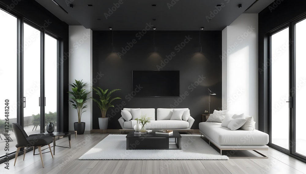 Fototapeta premium Modern Minimalist Living Room Interior Design