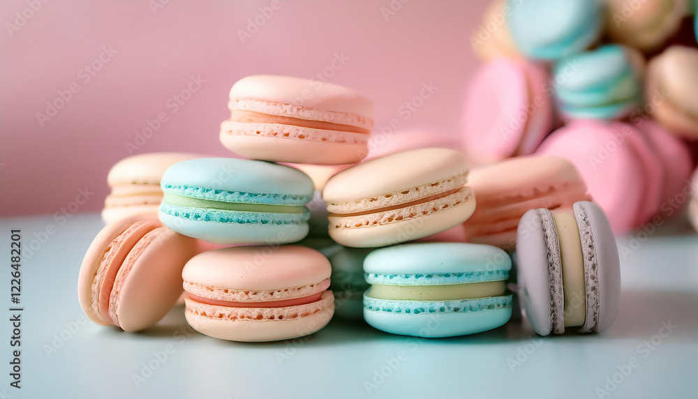 Fototapeta premium arrangement of pastel-colored macarons 