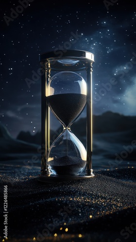 Hourglass Night Landscape Time Passing Concept