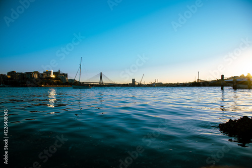 sunset over the harbor