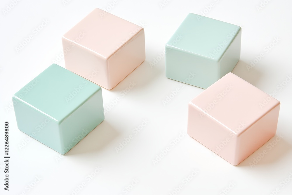 Obraz premium Soft Colorful Cubes in Pastel Shades on a Light Background