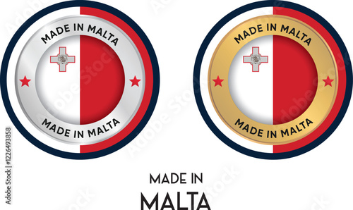Made in Malta. Premium labels, stickers, pointer, badge and symbol of Malta flag icon. Collection vector illustration