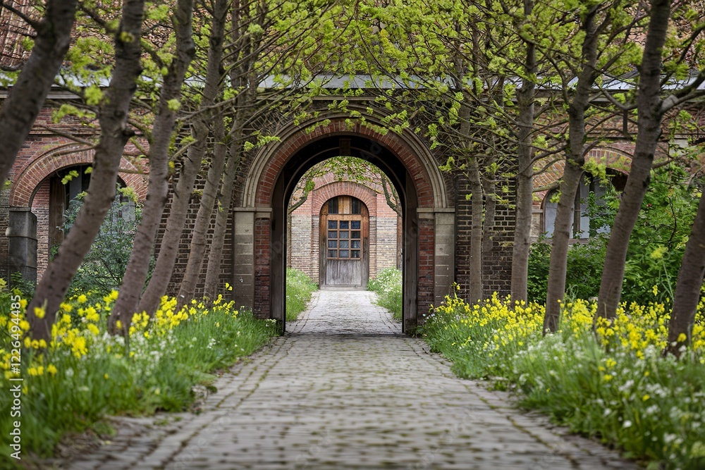 A photo of an old cobblestone road