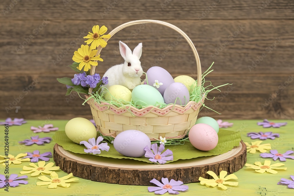 A still life scene with a spring Easter holiday theme A still life scene with a spring Easter holiday theme