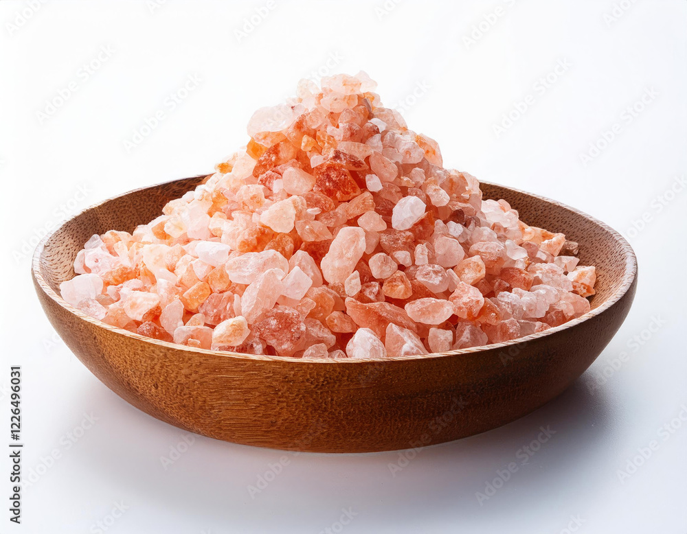Himalayan Pink Salt – Crystals in the white background studio shot Himalayan Pink Salt – Crystals in the white background studio shot