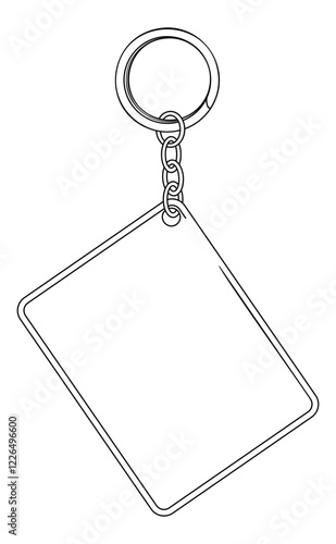 blank card on keychain with chain without background