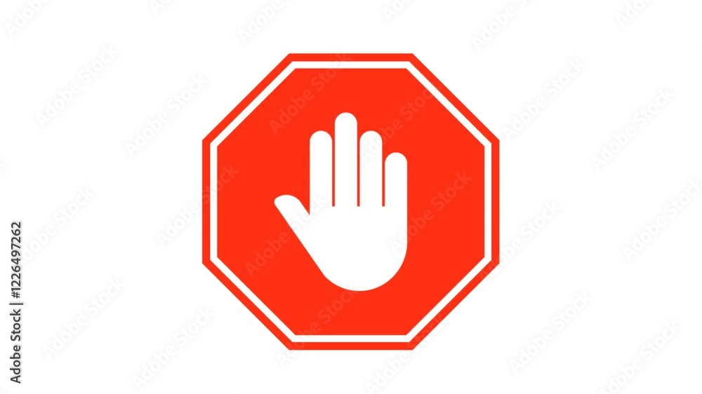 Stop Hand Sign Animation | Isolated on White Background | HD Vector Stop Hand Sign Animation | Isolated on White Background | HD Vector