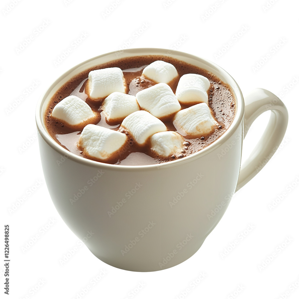 Delicious Hot Chocolate with Marshmallows in a White Mug a transparent background. Delicious Hot Chocolate with Marshmallows in a White Mug a transparent background.