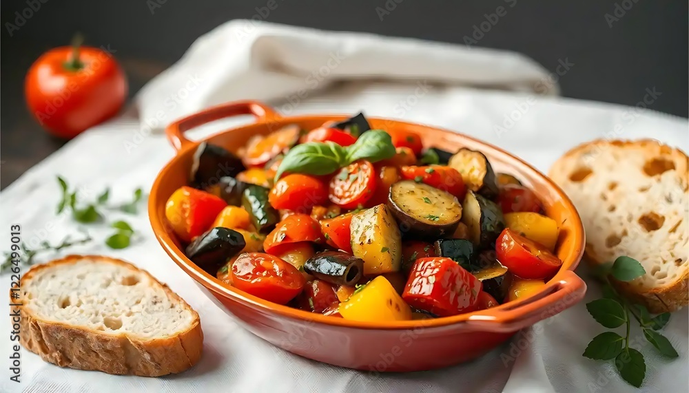 Delicious Roasted Vegetable Medley with Basil and Bread Delicious Roasted Vegetable Medley with Basil and Bread