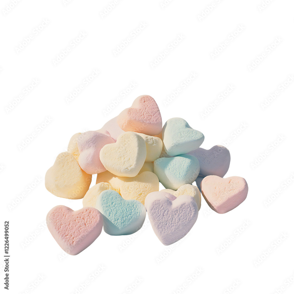 Obraz premium Heart-Shaped Marshmallows on White Background