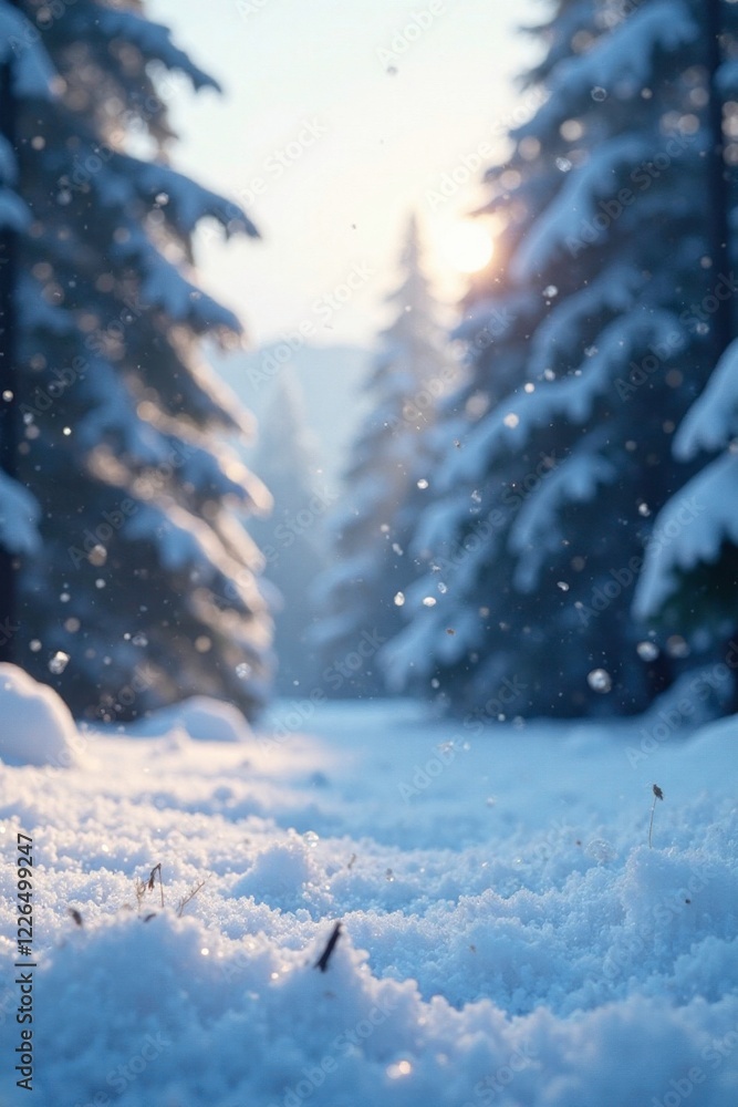 custom made wallpaper toronto digitalSnowflakes gently fall on a serene winter landscape, cold, landscape