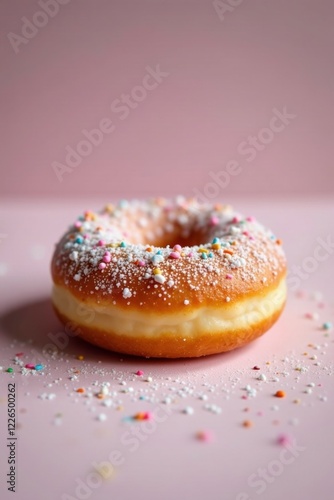 Wallpaper Mural soft and fluffy donut topped with powder sugar, foodie, indulgent, colorful sprinkles Torontodigital.ca