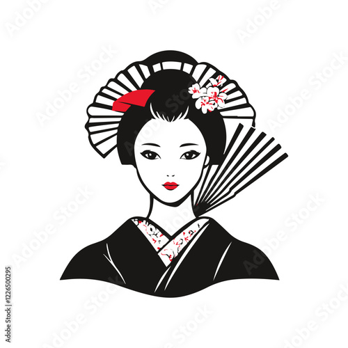 graceful geisha vector logo design illustration simple japan woman