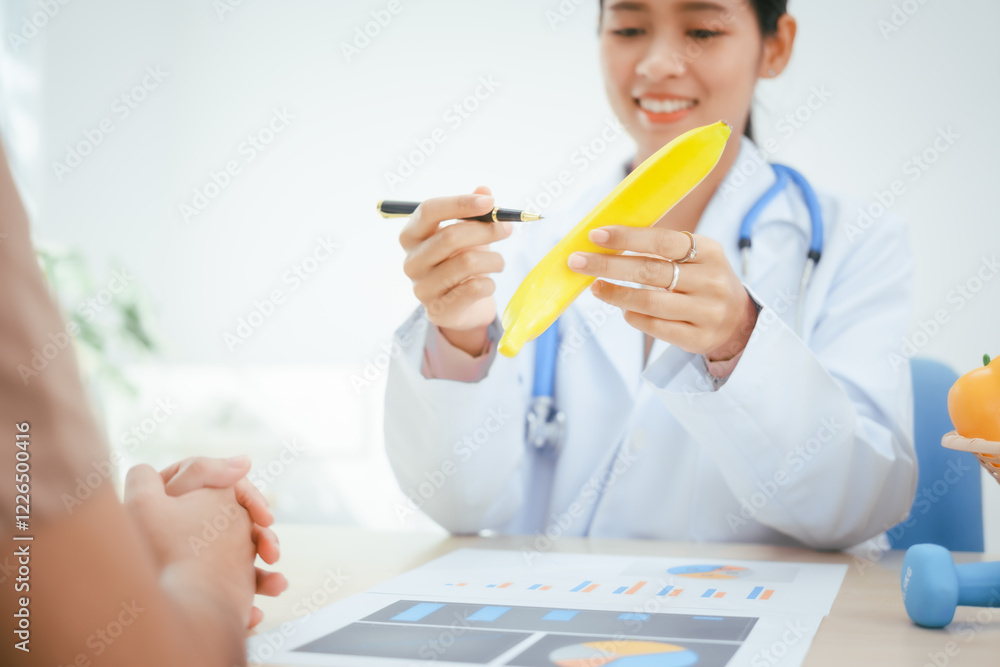 A young female nutritionist expert works at a hospital desk,consulting female patients about eating vegetables fruits, promoting a healthy diet,providing guidance for effective weight loss wellness A young female nutritionist expert works at a hospital desk,consulting female patients about eating vegetables fruits, promoting a healthy diet,providing guidance for effective weight loss wellness