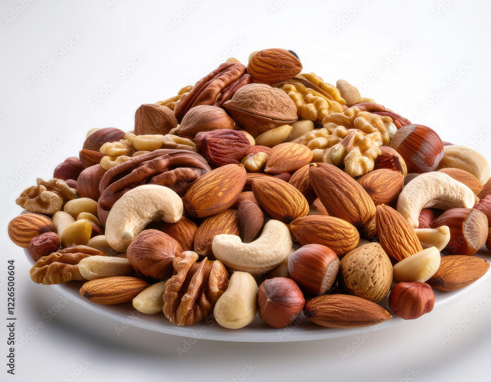 Premium Mix Nuts in the white background studio shot Premium Mix Nuts in the white background studio shot