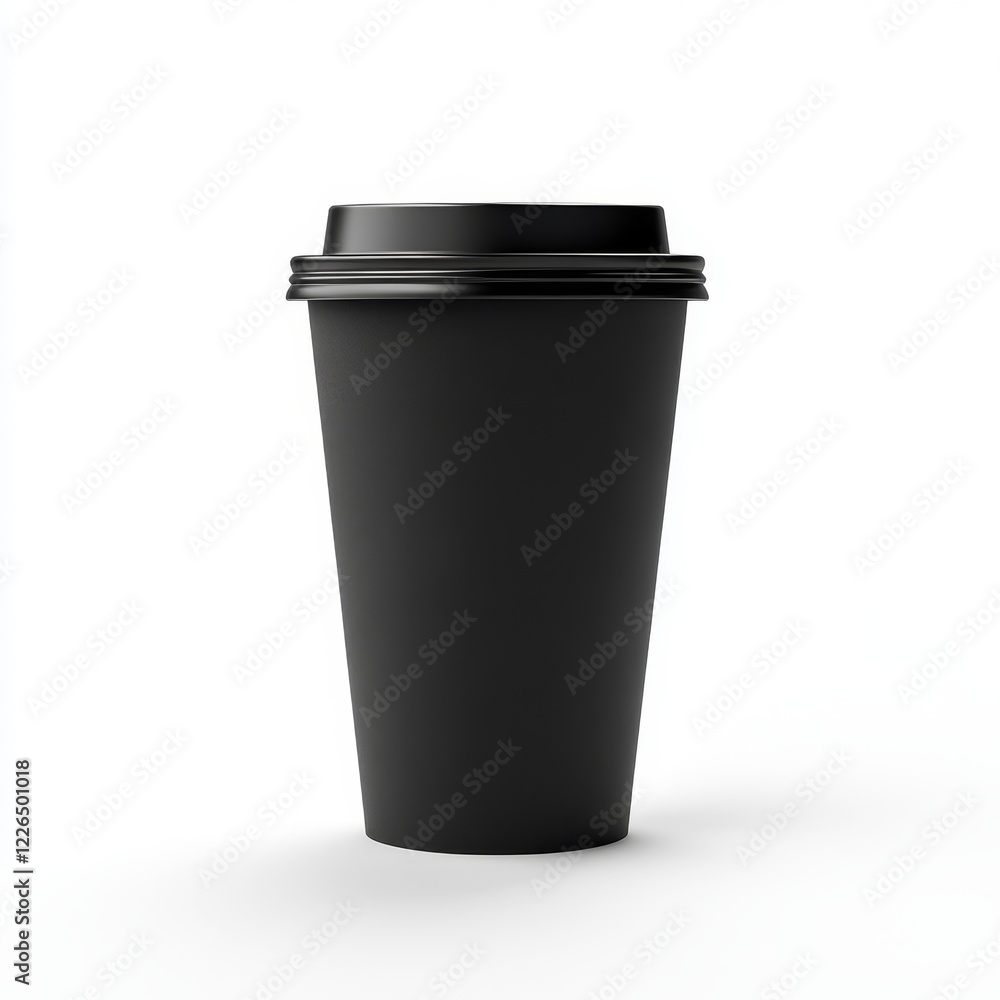 Black disposable paper coffee cup with lid. Black disposable paper coffee cup with lid.