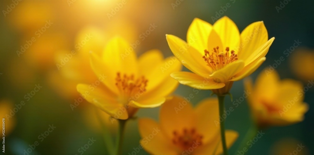 Soft yellow petals unfold around a light bulb, warm glow, flowers Soft yellow petals unfold around a light bulb, warm glow, flowers