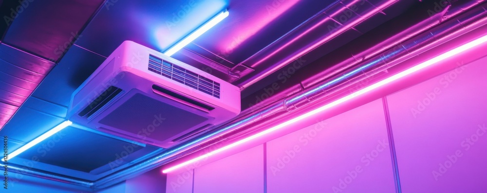 Neon Lights and Air Conditioning Unit: A Modern Interior Design Neon Lights and Air Conditioning Unit: A Modern Interior Design