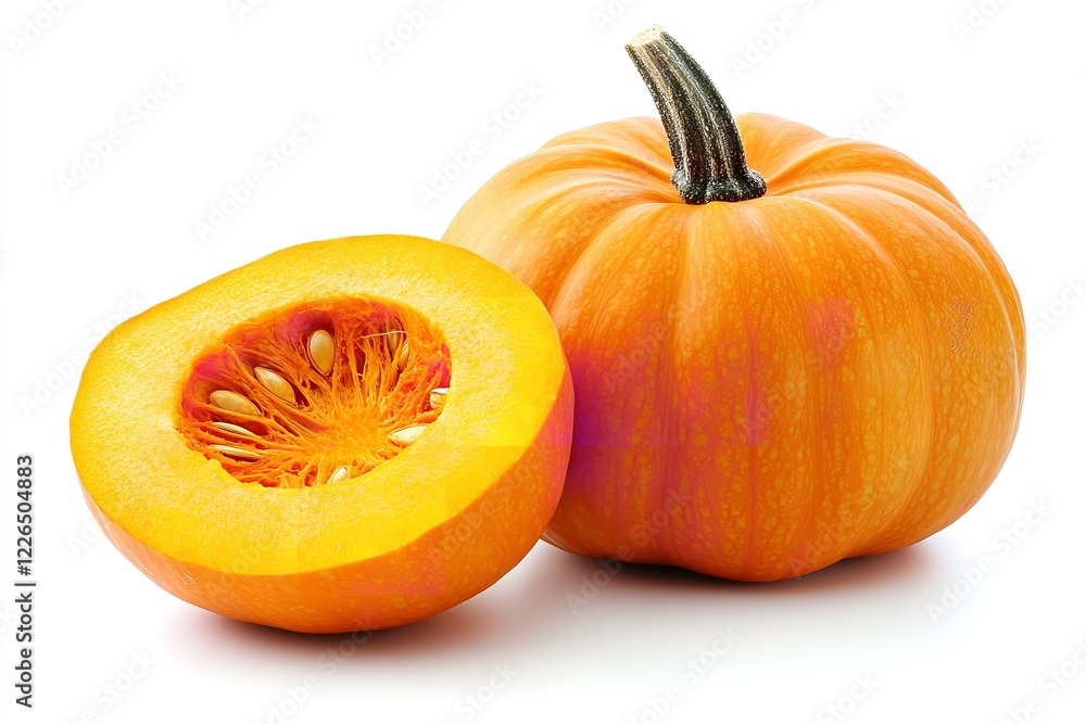 Isolated vegetable pumpkin on a white backdrop. Generative Ai Isolated vegetable pumpkin on a white backdrop. Generative Ai