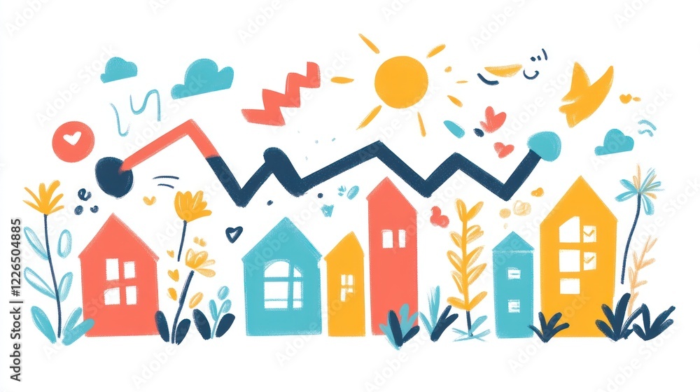Fototapeta premium Vibrant Housing Market Growth: A Sunny Outlook for Homeowners