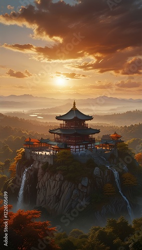 Wallpaper Mural Buddhist Temple Mountain Serenity Spiritual Meditation Landscape Torontodigital.ca