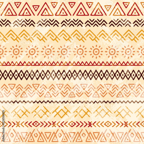 Seamless pattern, ethnic background, geometric ornament, hand-drawn, vector design