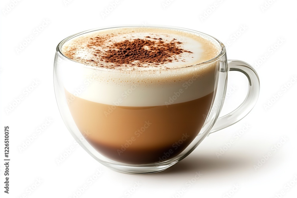 A sleek front view of a frothy vanilla latte isolated on white background. Generative Ai A sleek front view of a frothy vanilla latte isolated on white background. Generative Ai