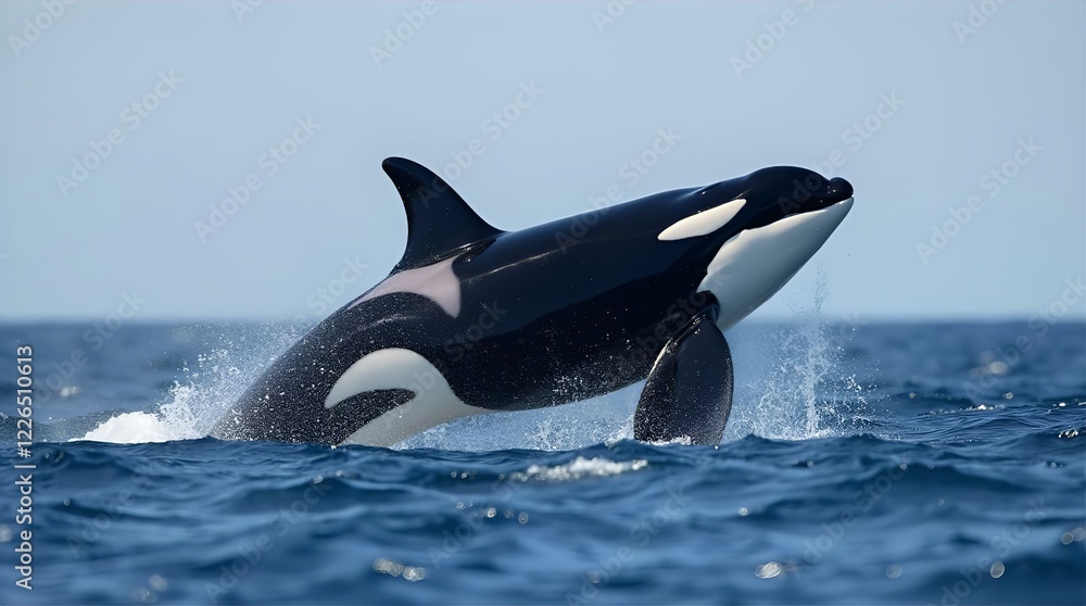 Obraz premium Majestic Orca Whale Breaching Ocean Surface Stunning Wildlife Photography Breathtaking Nature Image Powerful Predator Aquatic Mammal Marine Life Wild Animal Photo