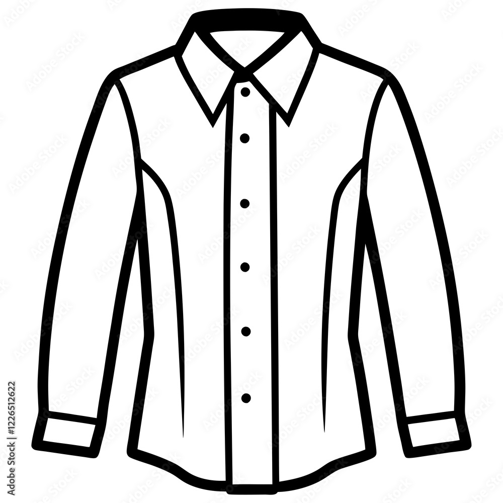 Classic Button-Up Shirt Silhouette on White Classic Button-Up Shirt Silhouette on White
