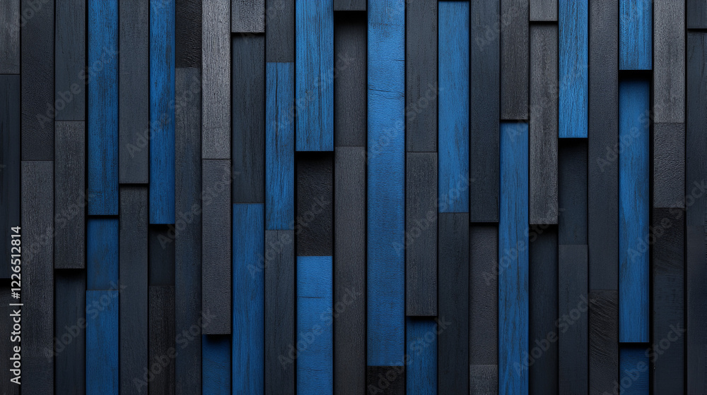 custom made wallpaper toronto digitalBlue and Gray Wood Panel Texture: Abstract background image featuring a vertical array of dark blue and gray wood planks, creating a sophisticated and textured backdrop with varying depths and shades.