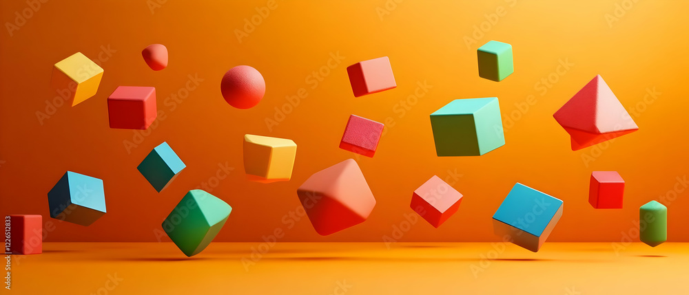 Obraz premium Colorful shapes fall orange background