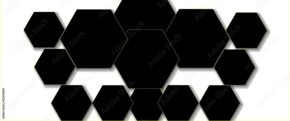 Modern hexagonal abstract metal background with balak and gold light lines effect. Modern simple hexagon dark metal design. Modern hexagonal abstract metal background with balak and gold light lines effect. Modern simple hexagon dark metal design.