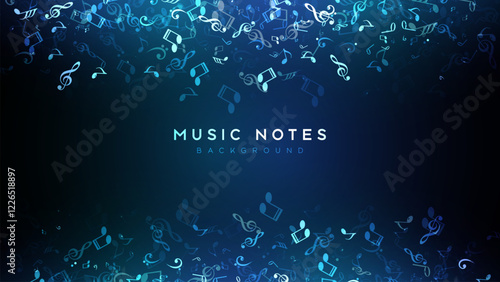 Music notes, song, melody or tune neon realistic vector icon for musical apps and websites background vector illustration
