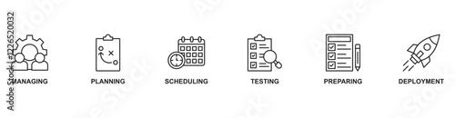 Release Management icon vector illustration concept with icon of managing, planning, scheduling, testing, preparing, deployment