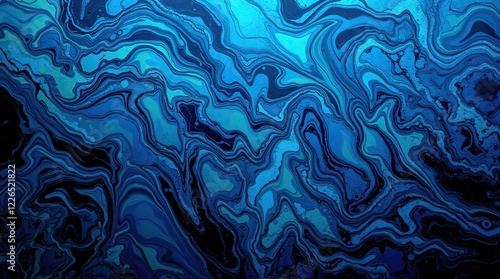 A vibrant oil spill texture with swirling patterns of iridescent blues and greens blending into darker, richer tones. photo