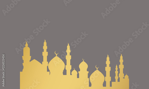Vector Illustration Gold Mosque Background
