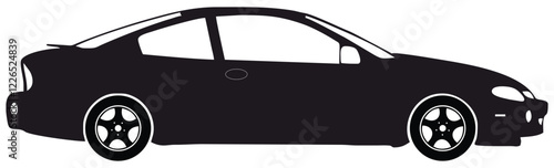 Vector silhouette of a passenger car isolated in black on a white background. Icon variants of automobile body silhouette for web
