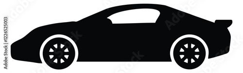 Vector silhouette of a passenger car isolated in black on a white background. Icon variants of automobile body silhouette for web