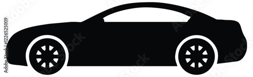 Vector silhouette of a passenger car isolated in black on a white background. Icon variants of automobile body silhouette for web