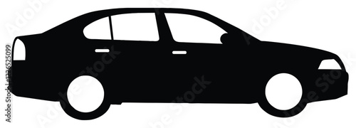 Vector silhouette of a passenger car isolated in black on a white background. Icon variants of automobile body silhouette for web