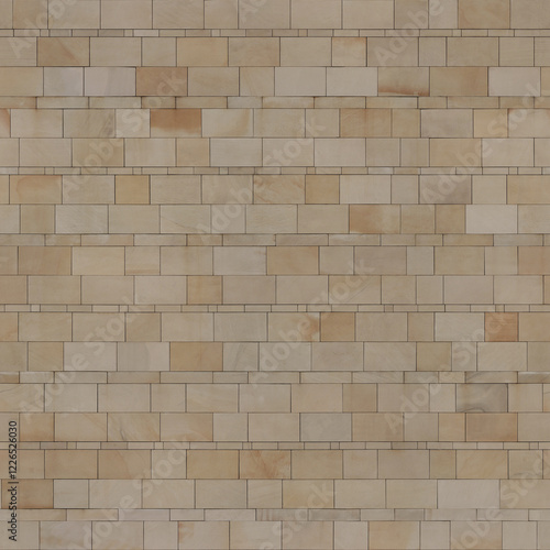 Seamless stone texture of tileable yellow sandstone slabs wall cladding pattern